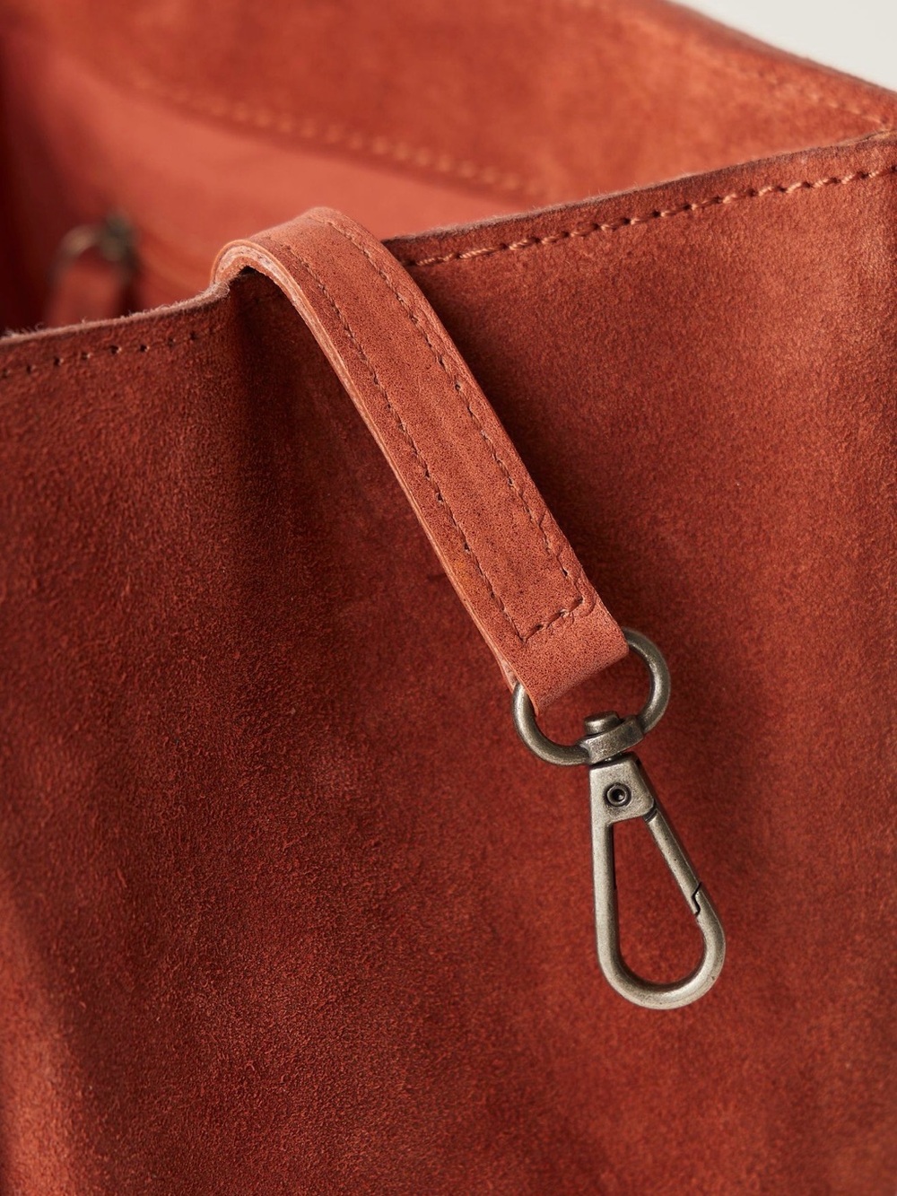 NWT new free people Barlow suede bucket bag tote rust orange brown - Picture 14 of 16